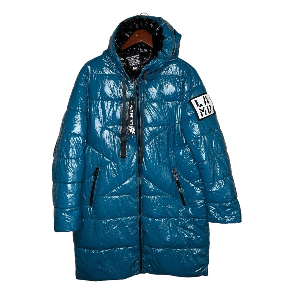 Lamu Polish Teal Puffer Duster Length Jacket Designer